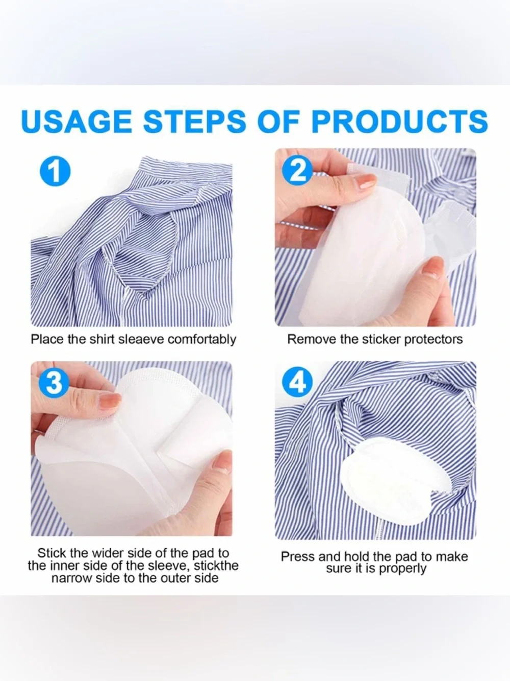 Disposable Underarm Sweat Pads for Men or Women - White (200 Pack)